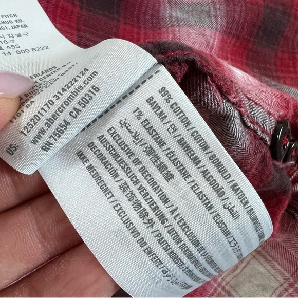 Abercrombie & Fitch Top Women Small Shirt Plaid Flannel Red Button Down S - Picture 7 of 7
